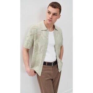 NN07 Shirt Mens XXL Sage Green Button Up Knit Organic Cotton THOR $210